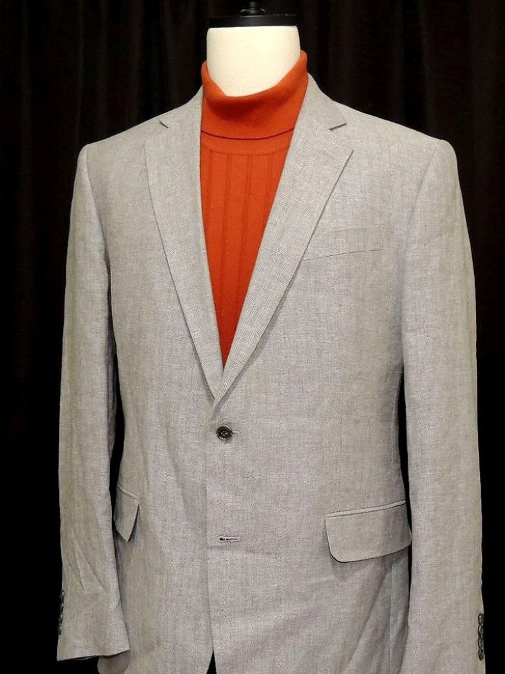 NWOT STAFFORD Linen/Cotton Light Gray Single Breasted Men's Blazer 44-Long MINT